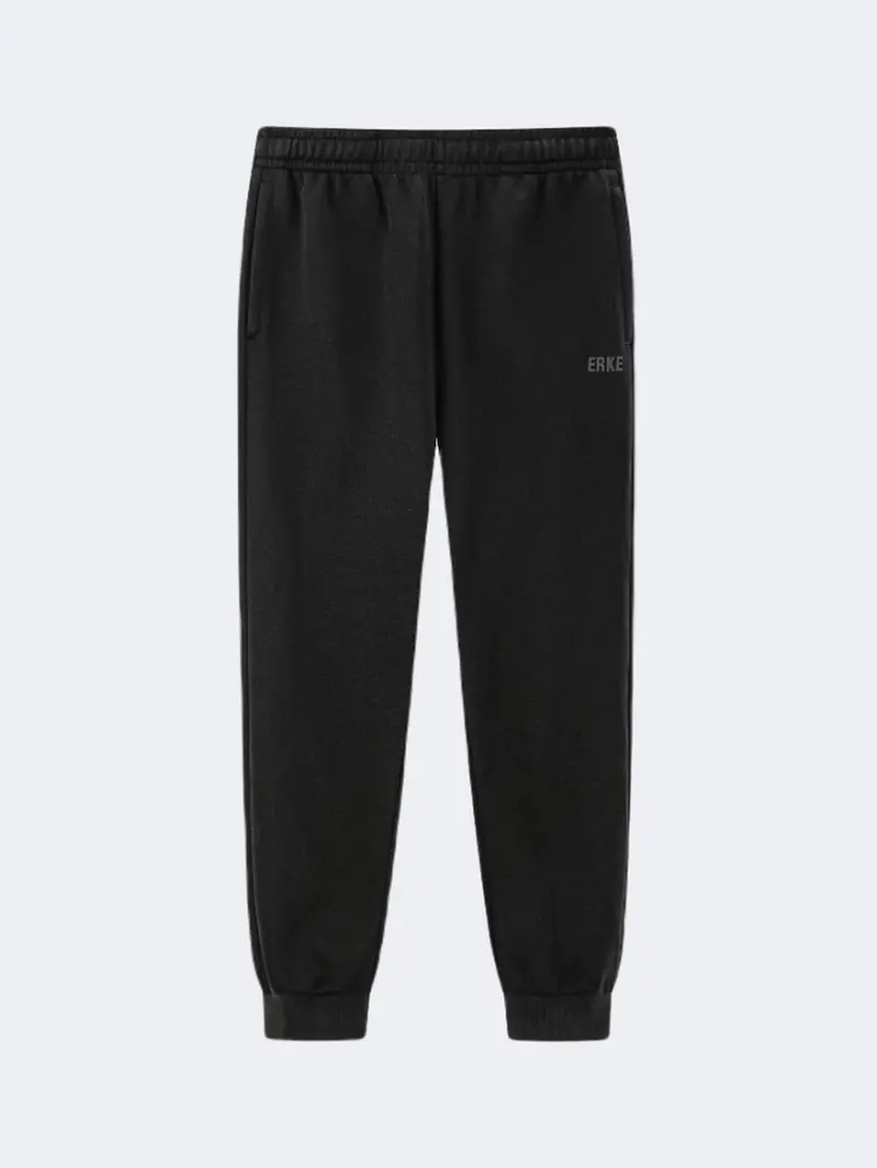 Erke Black Knitted Cropped Lifestyle Pants For Men 1