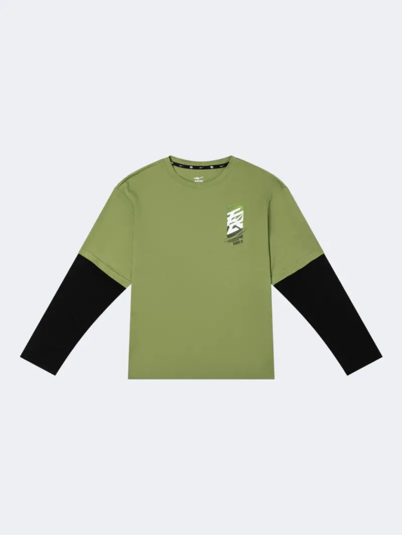Erke Boys' Basketball Sweatshirt – Green & Black Contrast 1