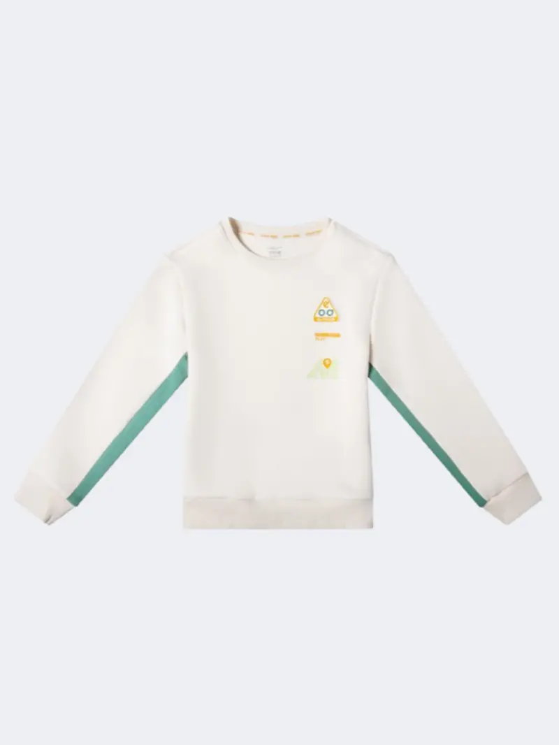 Erke Boys' Outdoor Pullover – Glacier White & Green 1