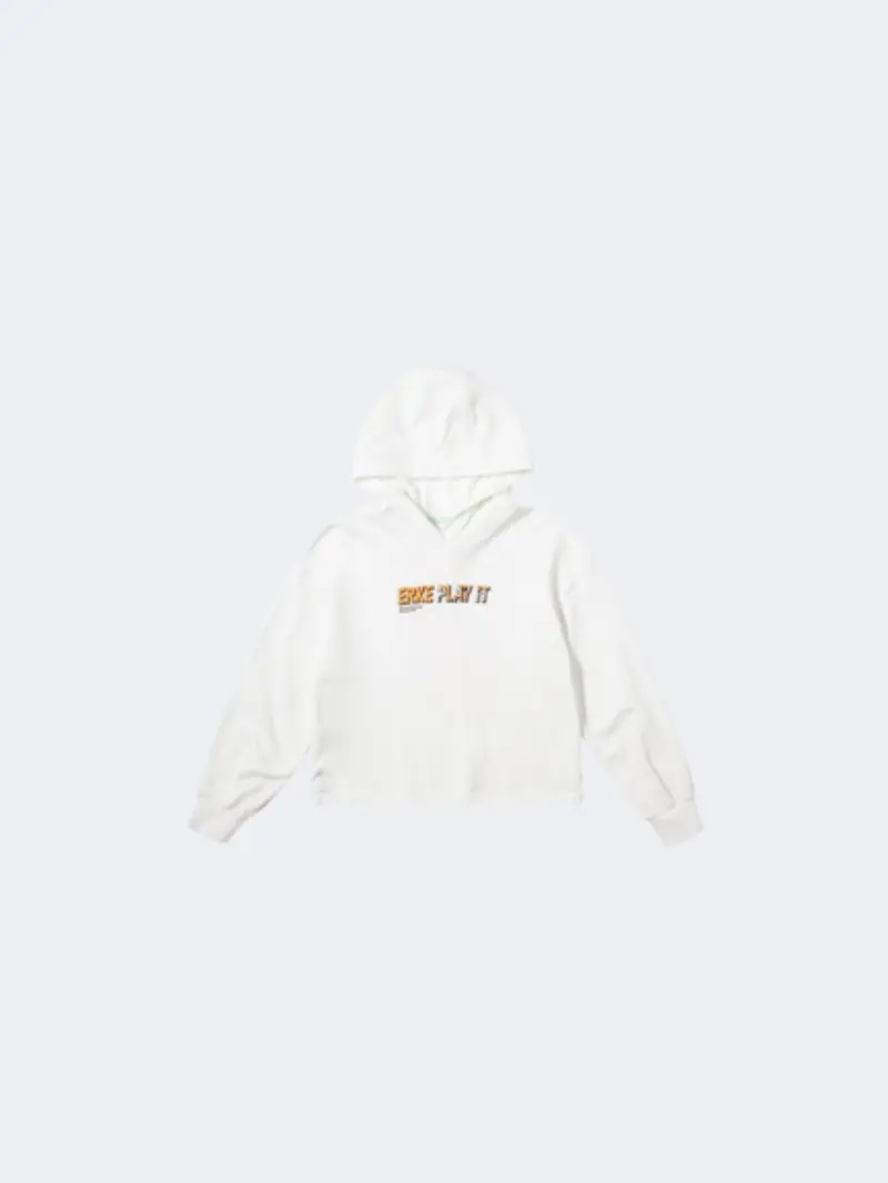 Erke Girls' Casual Hooded Sweatshirt – Pure White 1