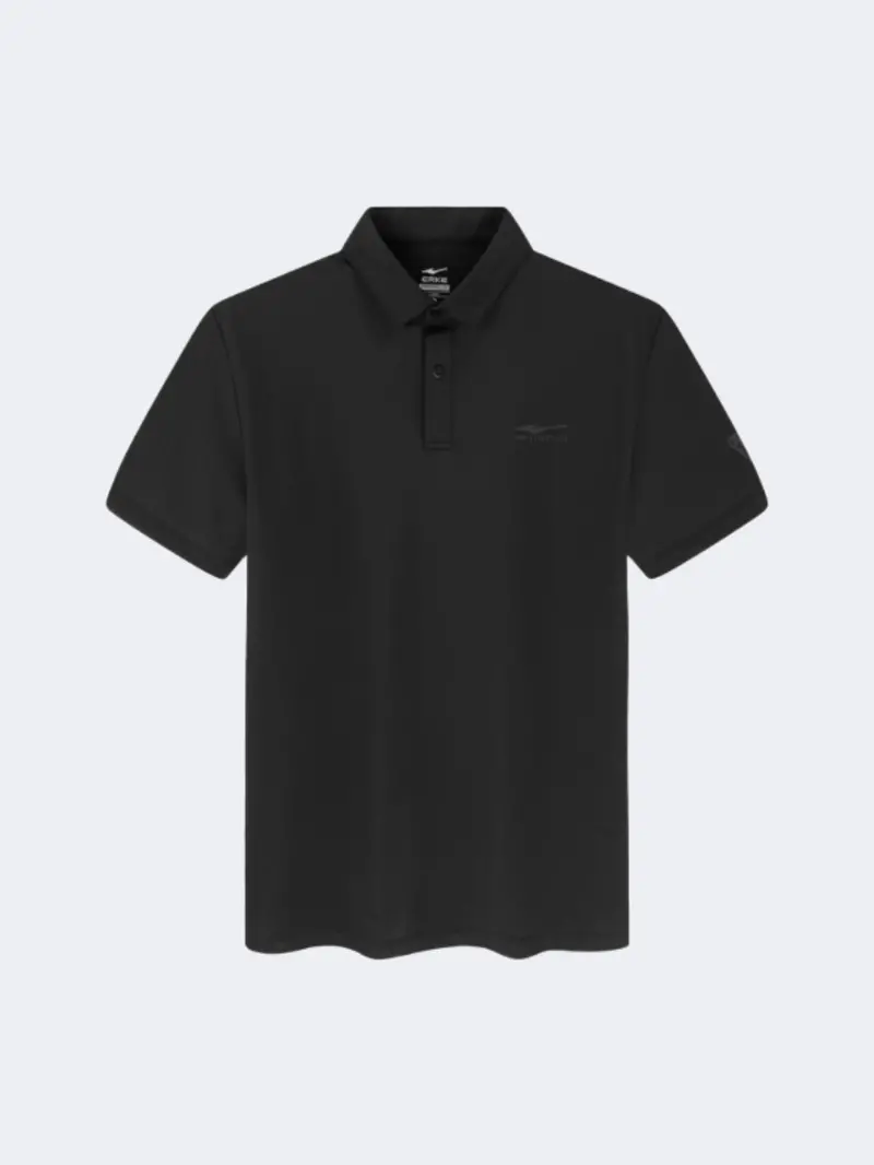 Erke Men'S Black Micro-Collar Tennis Polo 1