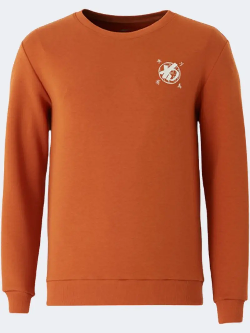 Erke Men'S Dark Orange Lifestyle Knit Pullover 1