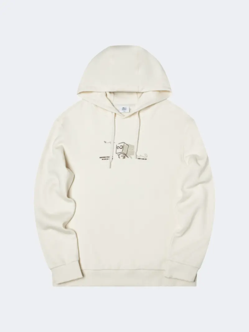 Erke Men'S Relaxed-Fit Lifestyle Hoodie In Cream White 1