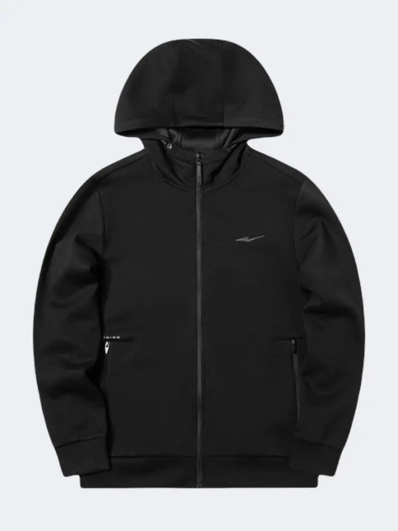 Erke Men'S Training Hoodie – Sleek Black Performance Layer 1