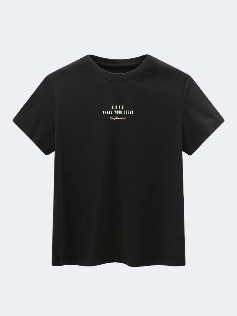 Erke Women'S Black Lifestyle Crew T-Shirt 1