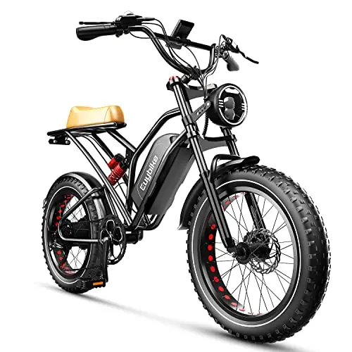 Euy 1000W Fat-Tire Electric Bike – 30–50 Mile Range, 30 Mph 1