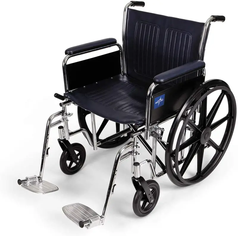 Extra-Wide Manual Wheelchair: 20" Seat, Full-Length Arms & Chrome Frame 1