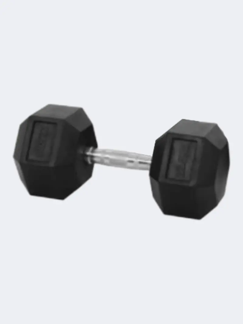 Fitness Factory 22.5Kg Rubber Hex Dumbbell – Heavy-Duty Black Weight 1