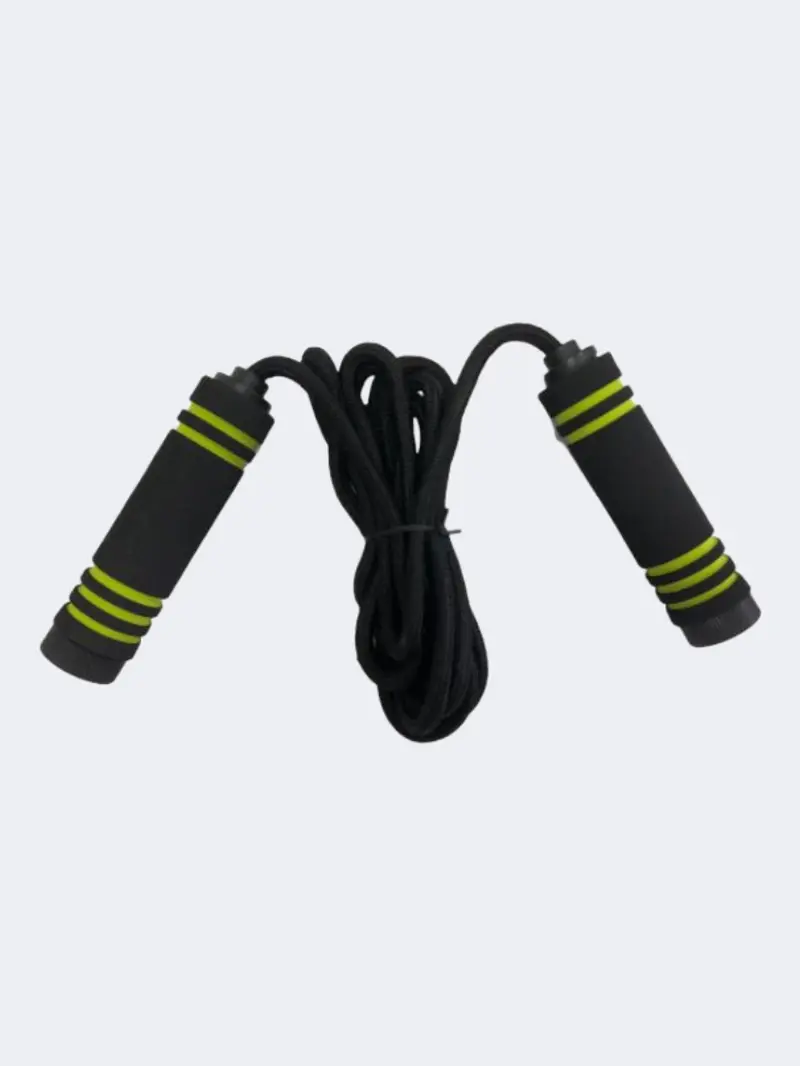 Fitness Factory Braided Jump Rope – Black And Green, Adjustable Length 1