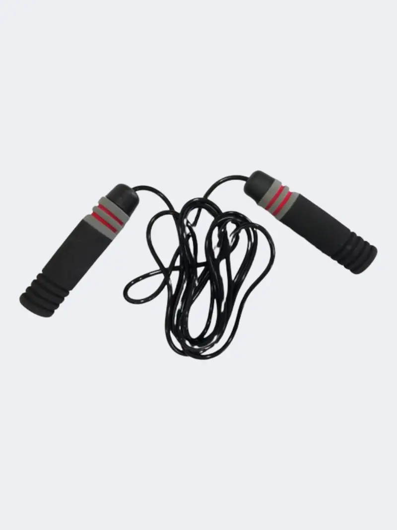 Fitness Factory Durable Jump Rope – Black And Grey Braided Cable 1