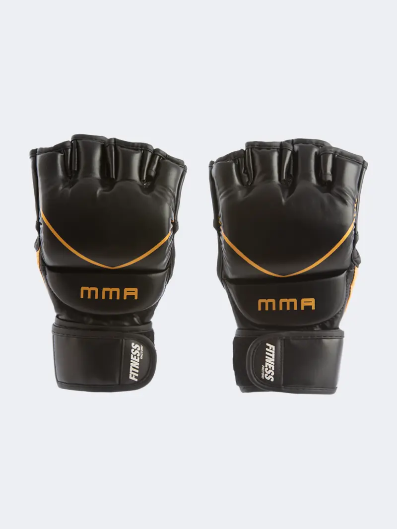Fitness Factory Mma Gloves – Black And Gold Design 1