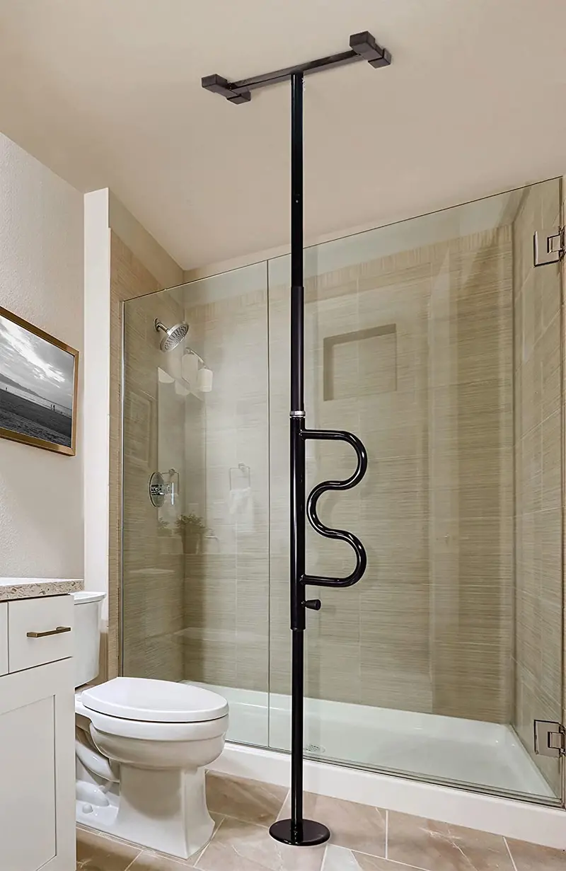 Floor-To-Ceiling Transfer Safety Pole: Curved Grab Bar With Secure Mounting System 1