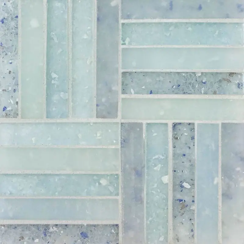 Fluid B-Blend Frosted Stacked Glass Mosaic Tile 1