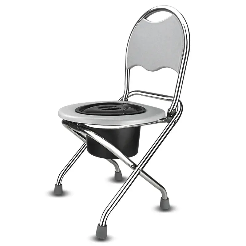 Foldable Stainless Steel Elderly Commode Stool: Portable, Baffle-Integrated Toilet Seat For Home Or Travel Use 1