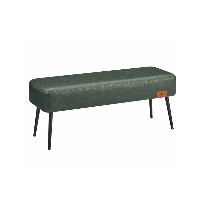 Forest Green Mid-Century Ottoman Bench – Durable Synthetic Leather, 300 Kg Capacity 1
