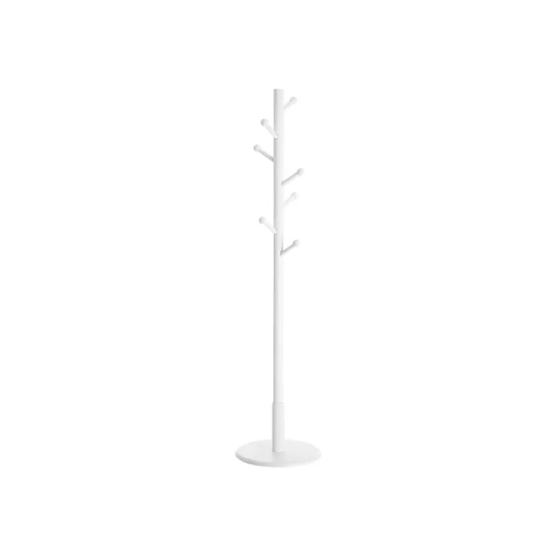 Freestanding Hall Tree – White Wood Entryway Organizer With Seven Rounded Hooks 1