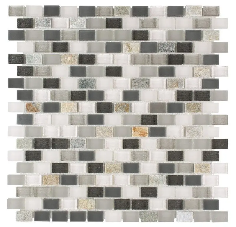 Gold Stone Mini Brick Glass Mosaic Tile – Luxe Metallic-Infused Pattern 1