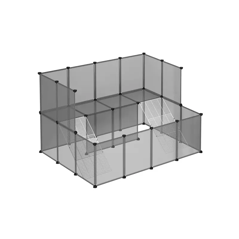 Grey Diy Expandable Indoor Pet Playpen – Modular Plastic Enclosure For Small Animals 1