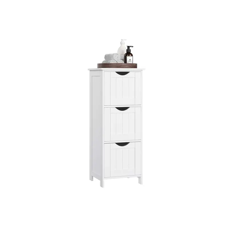 Grey Wooden Floor Cabinet – Freestanding 4-Drawer Storage Unit 1