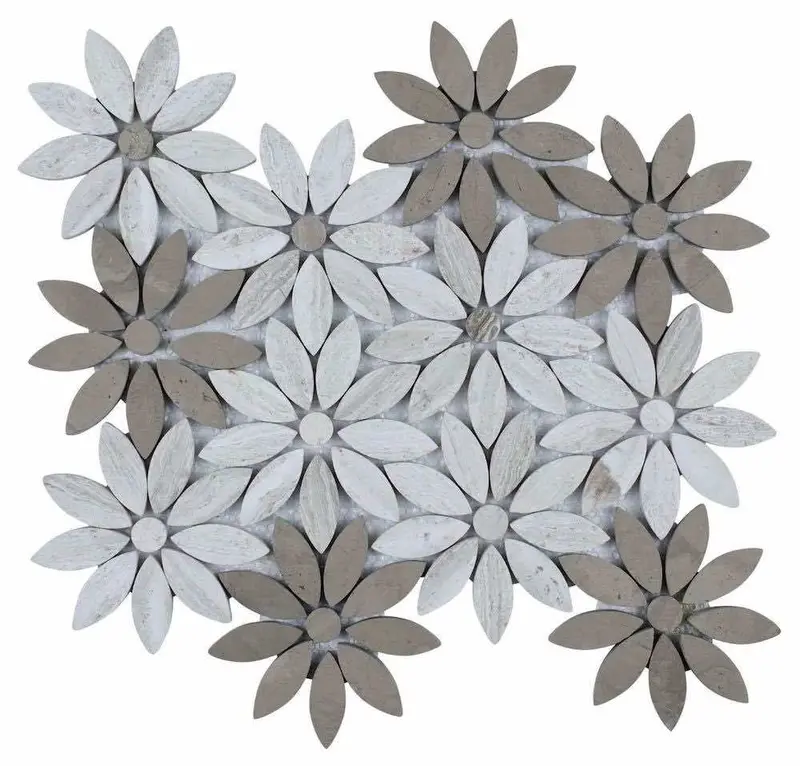 Haisa Waterjet-Cut Flower Stone Mosaic Tile – Natural Texture 1