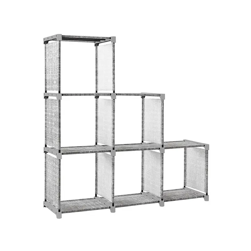 Heather Grey Engineered Wood Cube Storage Rack – Modern Living Space Organizer 1
