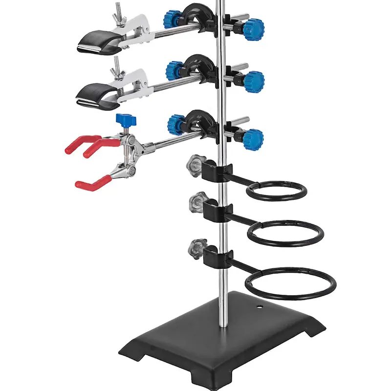 Heavy-Duty Lab Support Stand Kit: Adjustable Iron Stand (60Cm), Flask Clamp & Condenser Holder For Stable Instrument Mounting 1