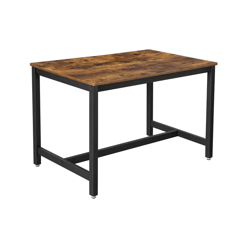 Heavy-Duty Rustic Brown Dining Table – Metal-Frame Table For Four, Industrial Style 1