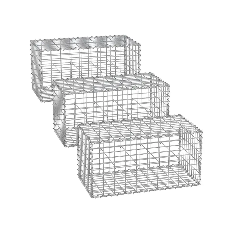 Heavy-Duty Silver Gabion Unit – 100X50X50 Cm Steel Wire Basket For Garden Walls And Erosion Control 1