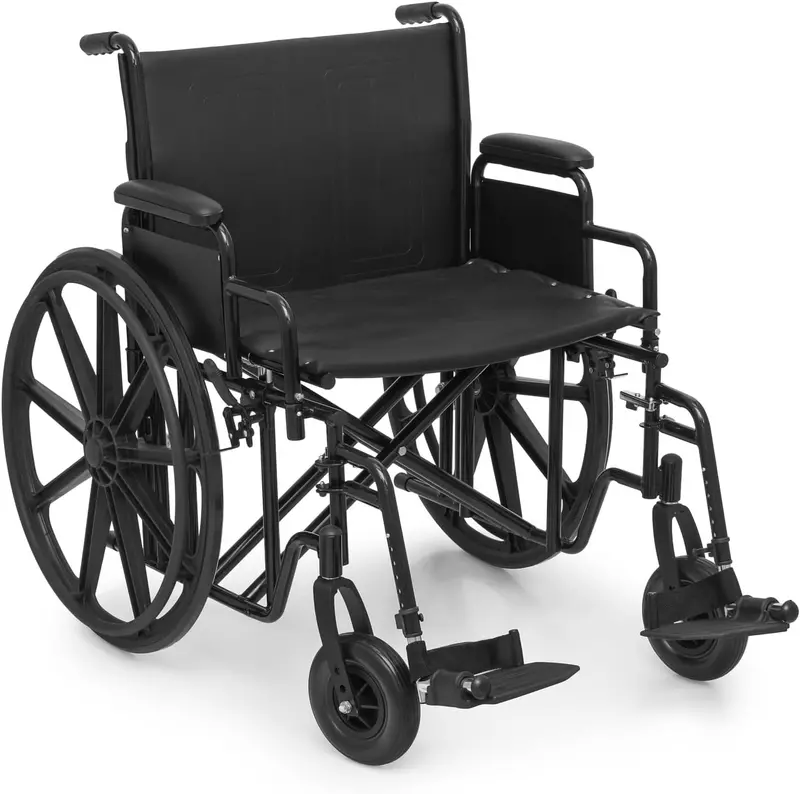 Heavy-Duty Wide-Fold Wheelchair: 500 Lb Capacity, Self-Propelled Transport Chair With 24" Seat 1
