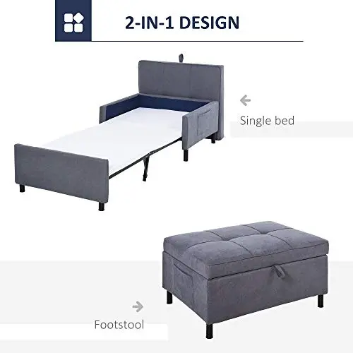 Homcom 2-In-1 Ottoman Bed – Single-Sized Storage Bed With Lift-Up Base 1