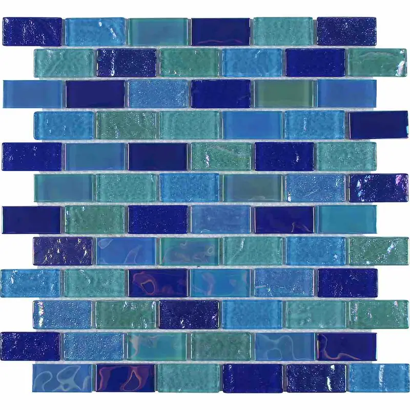 Idra Aegean Sea Glass Pool Tile (1" X 2") 1