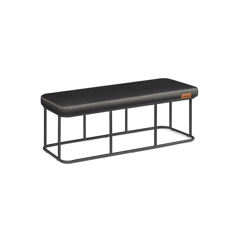 Ink Black Ottoman Bench – Mid-Century Inspired, Heavy-Duty Synthetic Leather (300 Kg) 1
