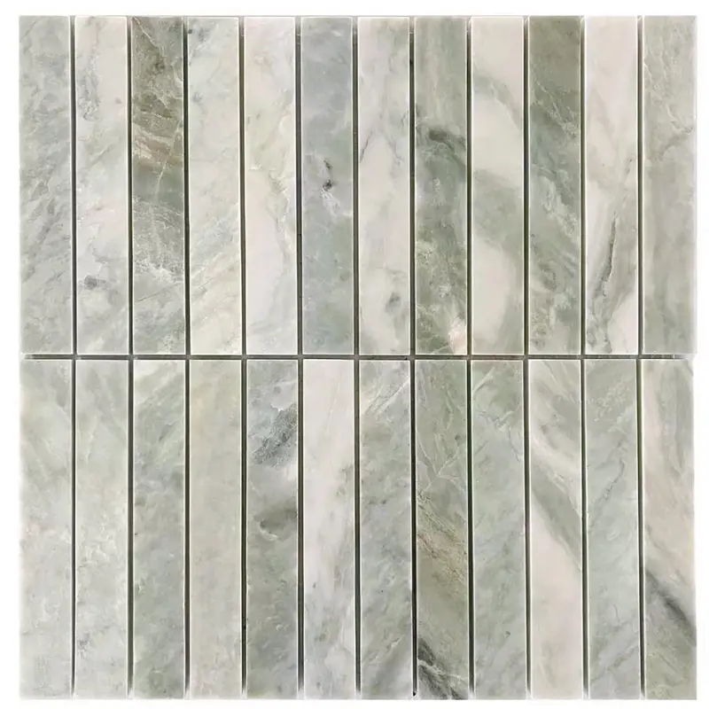 Inlay Green Mix Stacked Brick Mosaic Tile – Contemporary Linear Texture Option 1
