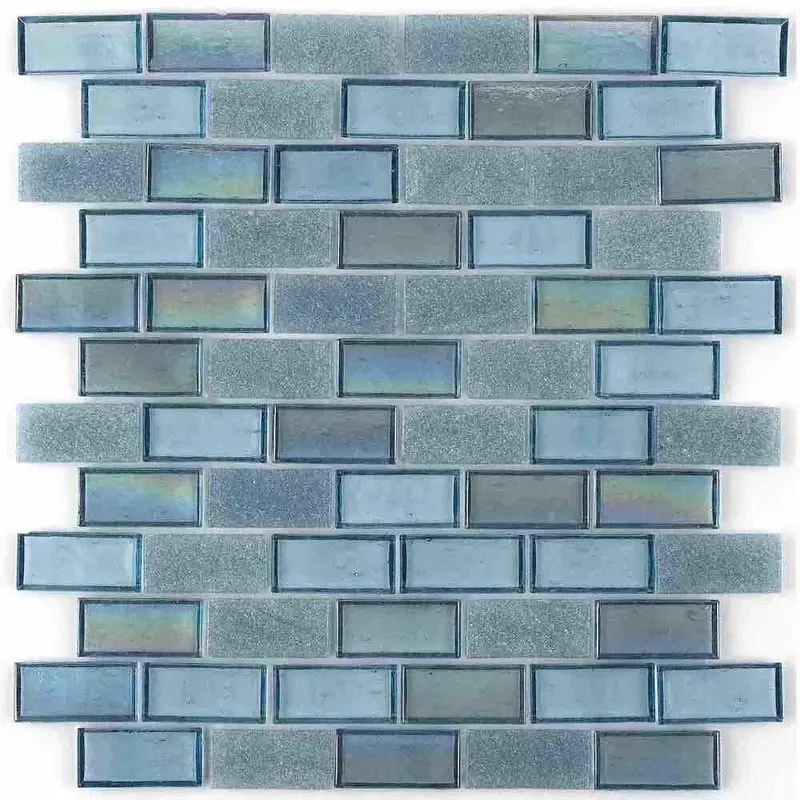 Iridescent Recycled Glass Mosaic Tile – Neutral Tone, 1X2 Inch 1