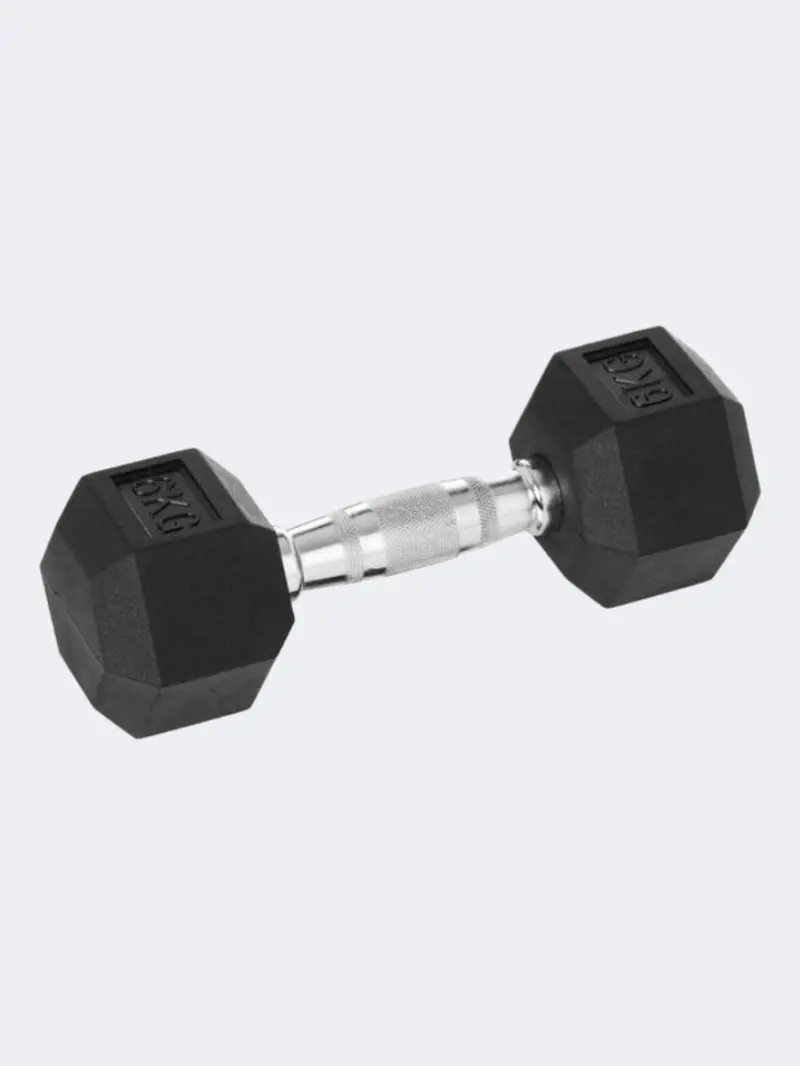 Irm-Fitness Factory 6Kg Rubber Hex Dumbbell – Durable Black Weight 1
