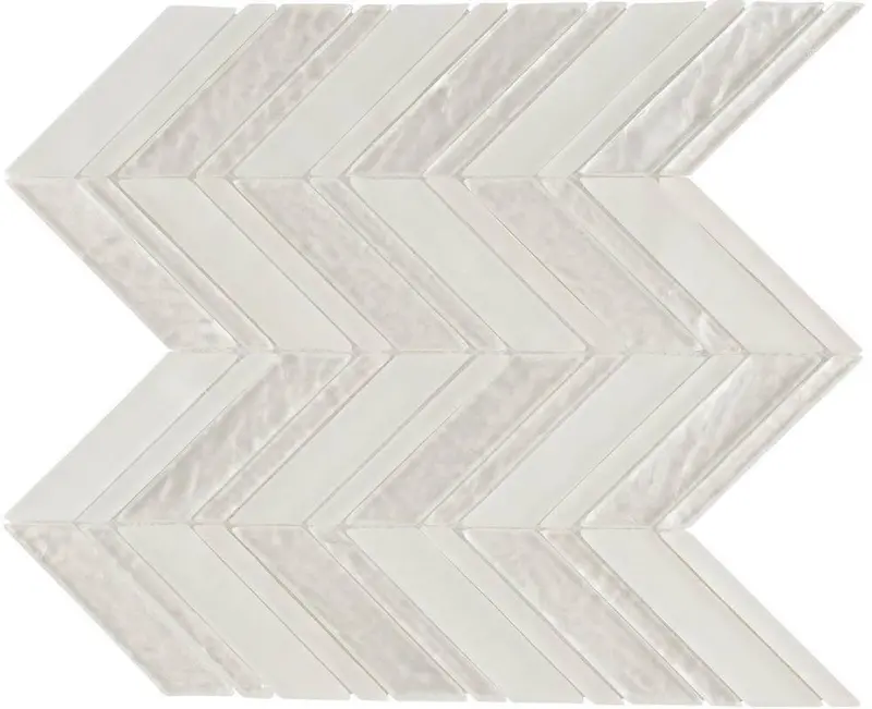 Ivory Chevron Glass Mosaic Tile 1