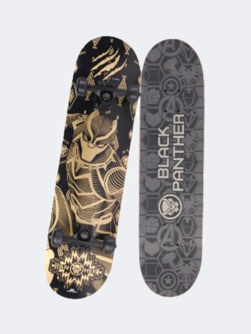 Joerex Marvel Black Panther Skateboard – Grey & Yellow Superhero Theme 1