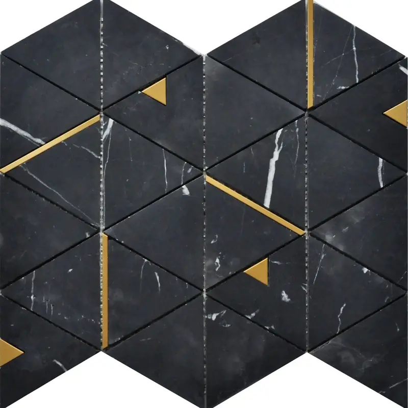 Large Brass-Gold Triangle Inlay Tile – Black 1