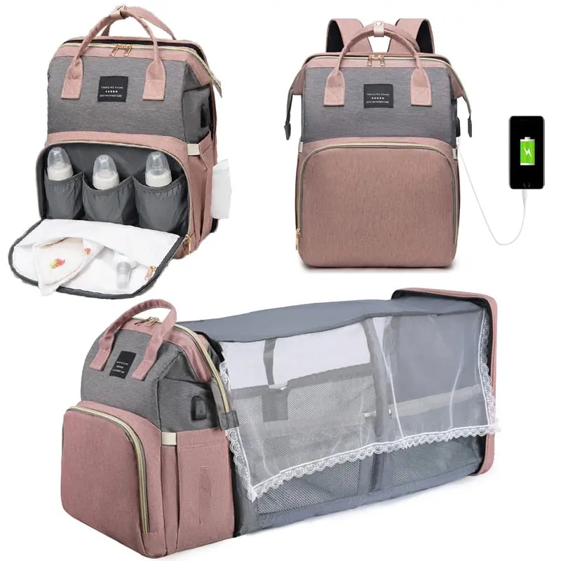 Lightweight Foldable Travel Crib – Portable Mommy Bag Combo 1