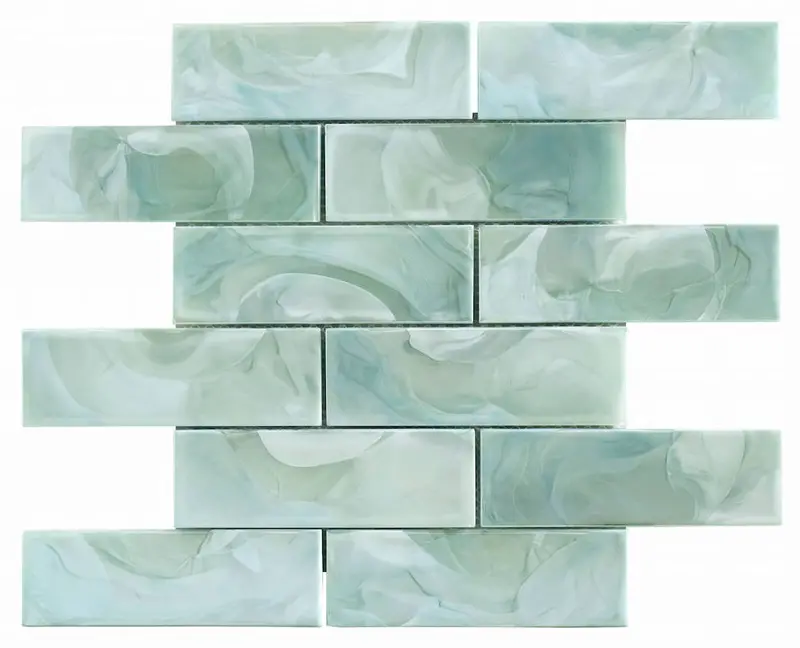 Liquified Glass Tile – Caribbean Green, 2 In X 6 In 1