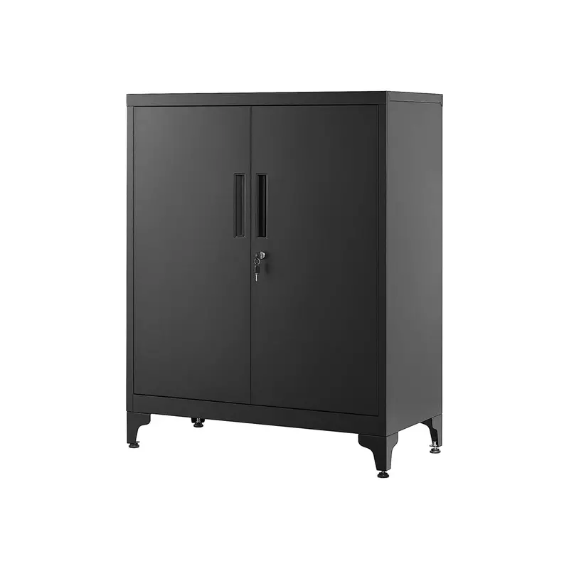 Lockable Black Steel Multipurpose Cabinet – Adjustable Shelving For Office Or Utility Spaces 1