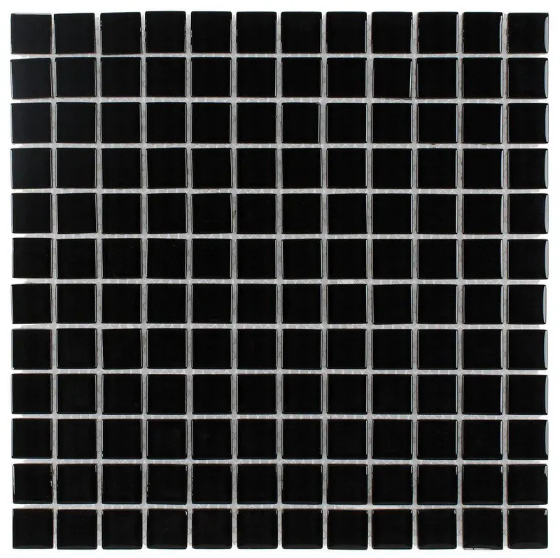 Matte Black 1X1 Glass Mosaic Backsplash Tile 1