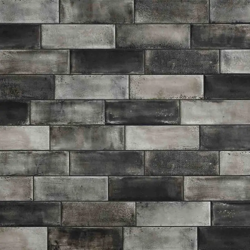 Matte Black 4X12 Porcelain Subway Tile With Washed Finish 1