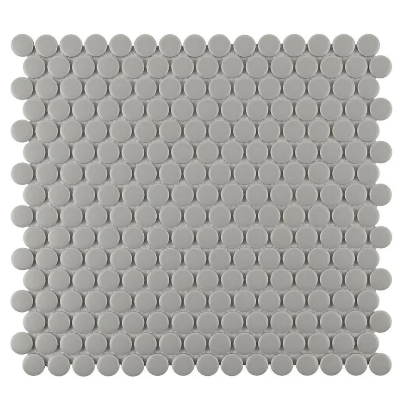 Matte Gray Penny Round Porcelain Mosaic Tile 1