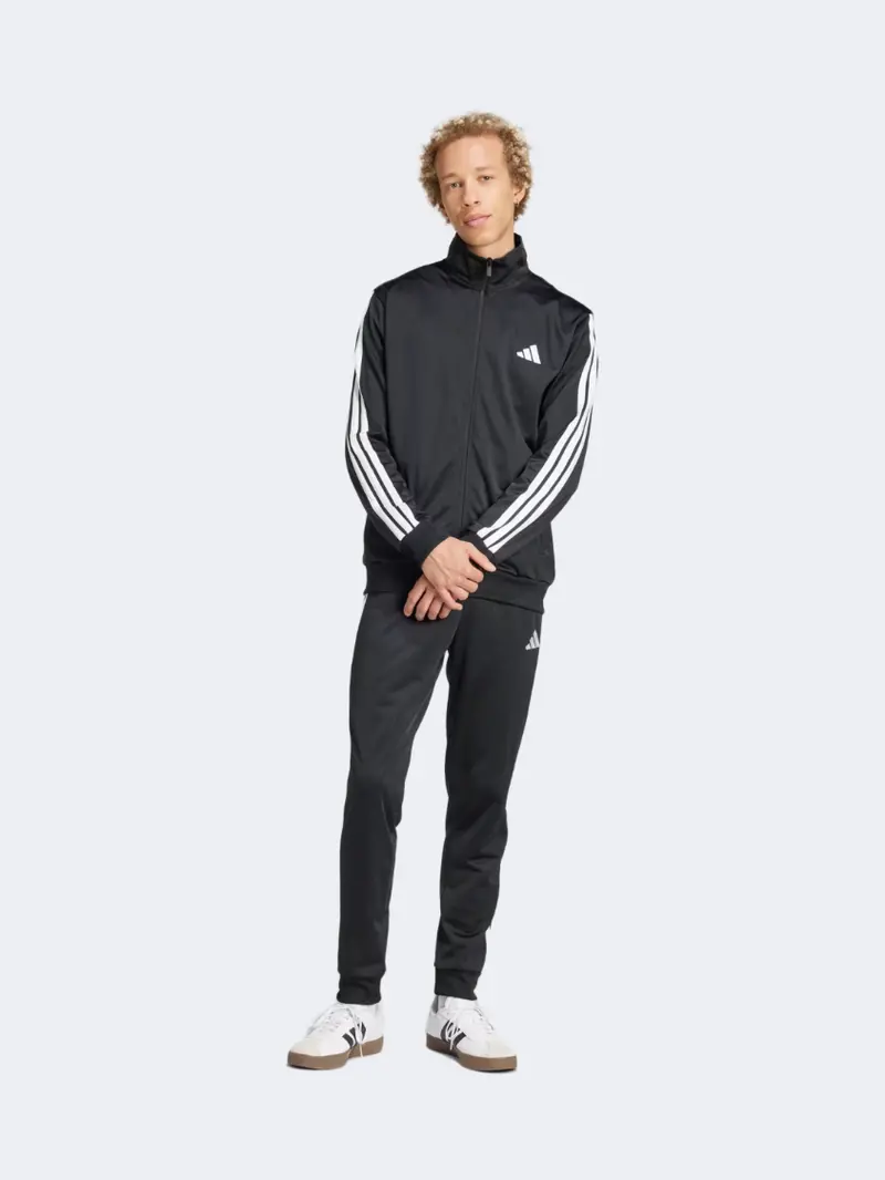 Men'S Adidas Basic 3-Stripes Tricot Tracksuit – Sleek Black Set 1