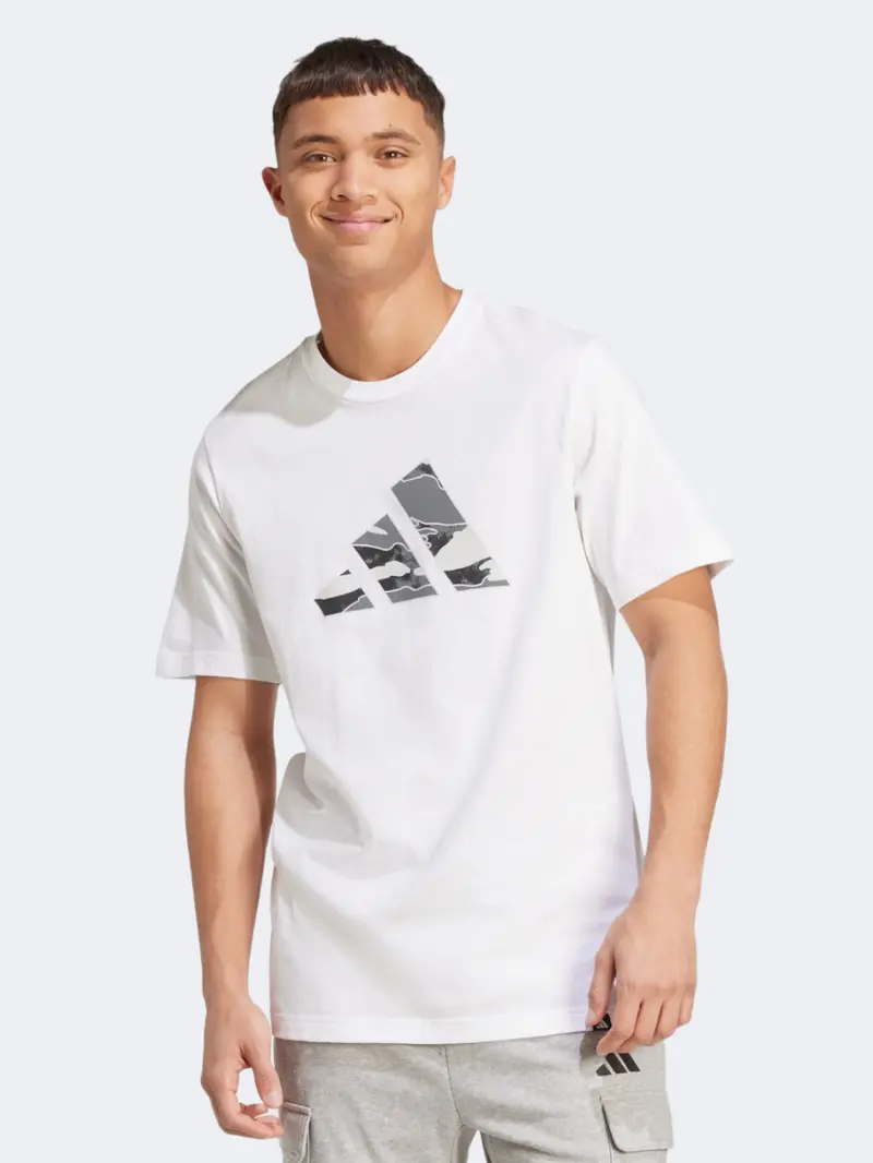 Men'S Adidas Camo Logo Sportswear T-Shirt – Clean White Base 1