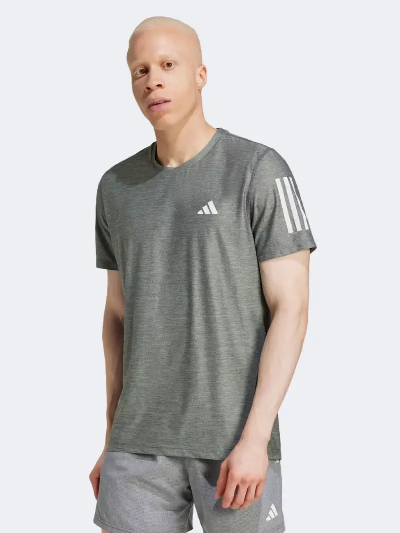Men'S Adidas Own The Run Running T-Shirt – Grey And White Contrast 1