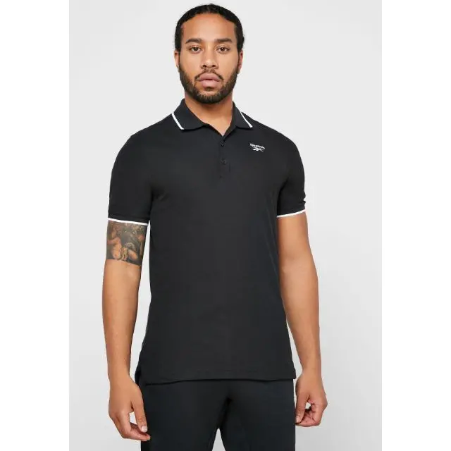 Men'S Reebok Essentials Polo Shirt – Short Sleeve, Black 1