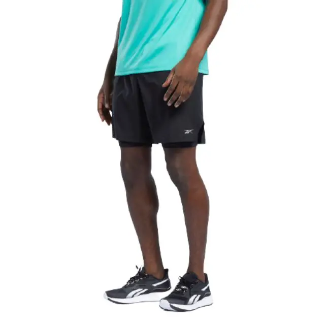 Men'S Reebok Two-In-One Running Shorts – Black 1