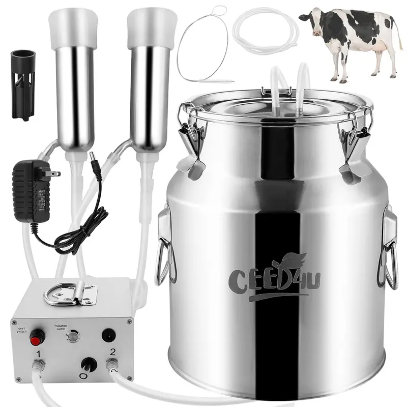 Meubon 14L Portable Cow Milking Machine – Electric Vacuum Pulsation Milker For Small Farms 1